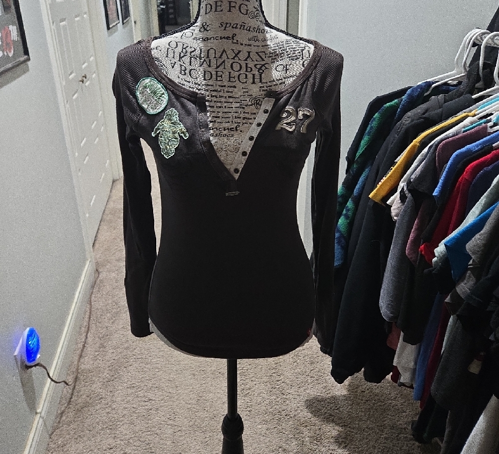 Women's Brown V-Neck Top